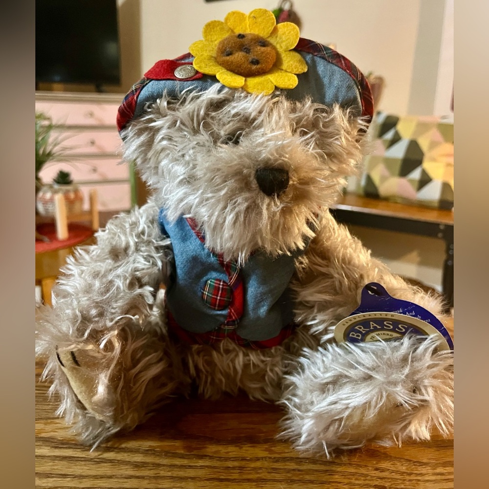 Vintage ‘96 BLOSSOM Brass Button Bear - Fully Jointed Collectible Bear Plush